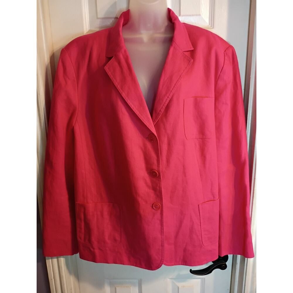 Talbots Irish Linen Blazer Pink Sz 22 W Career Spring Barbie